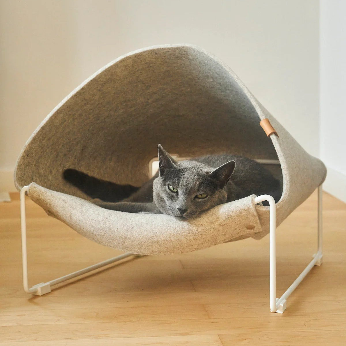 Lit Pour Chat à 2 Niveaux En Feutre - 50x33x50 Cm, Château Jeu, Beige, Pour Multi-chats