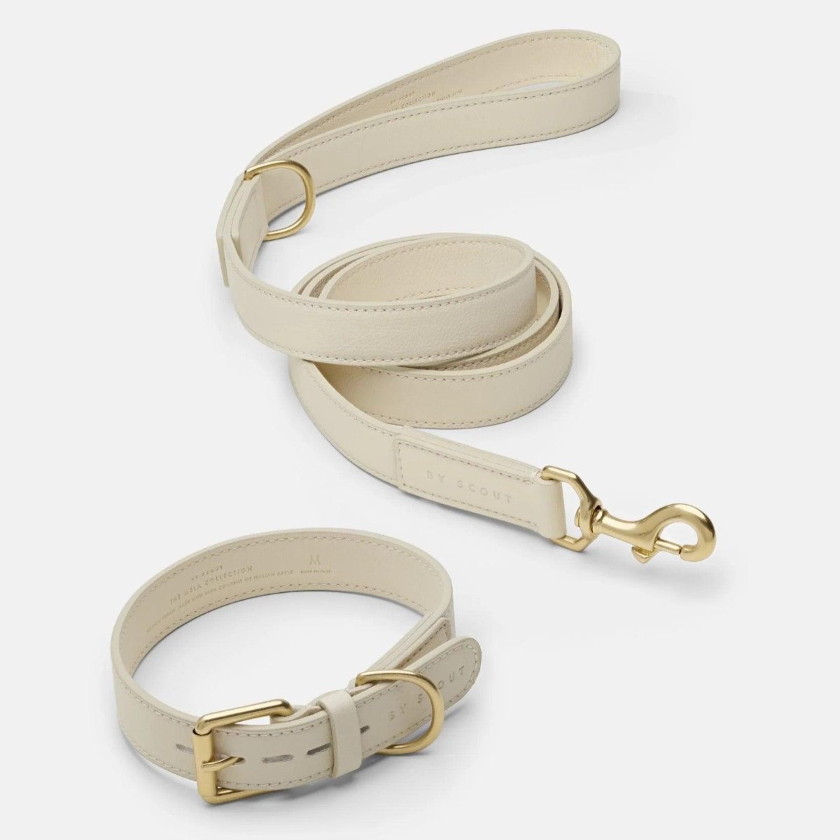 Laisse de luxe pour chien végétalienne au design moderne Mela Basic standard crème - kasibe