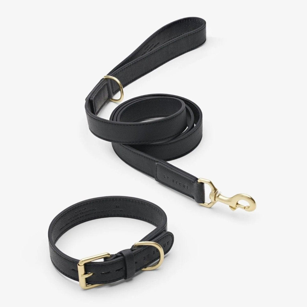 Laisse de luxe pour chien végétalienne au design moderne Mela Basic standard noire - kasibe