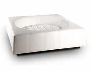 Panier Cube, un meuble pour chien très design en cuir blanc taille m - kasibe