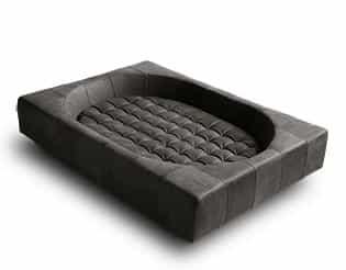 Panier Cube, un meuble pour chien très design en cuir de buffle anthracite taille l - kasibe