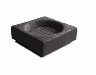 Panier Cube, un meuble pour chien très design en cuir de buffle anthracite taille s - kasibe