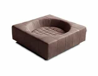 Panier Cube, un meuble pour chien très design en cuir de buffle moka taille m - kasibe