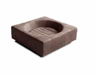 Panier Cube, un meuble pour chien très design en cuir de buffle moka taille s - kasibe