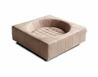 Panier Cube, un meuble pour chien très design en cuir de buffle sable taille m - kasibe