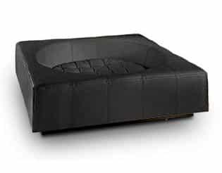 Panier Cube, un meuble pour chien très design en cuir noir taille m - kasibe