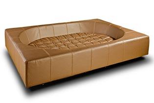 Panier Cube, un meuble pour chien très design en simili cuir nougat taille l - kasibe