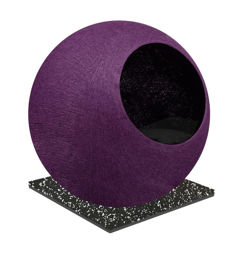 Meuble pour chat design : le Square un cocon discret tout en élégance prune socle nuit étoilée - kasibe