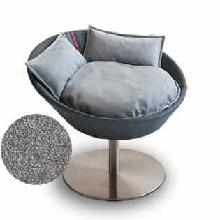 Mobilier ultra design pour chat, Cosmo un lit parfait cuir de buffle anthracite coussin velours gris clair - kasibe