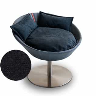 Mobilier ultra design pour chat, Cosmo un lit parfait cuir de buffle anthracite coussin velours gris foncé - kasibe