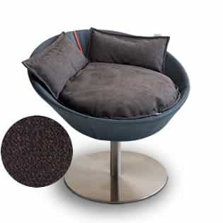 Mobilier ultra design pour chat, Cosmo un lit parfait cuir de buffle anthracite coussin velours marron foncé - kasibe