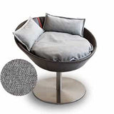 Mobilier ultra design pour chat, Cosmo un lit parfait cuir de buffle moka coussin velours gris clair - kasibe