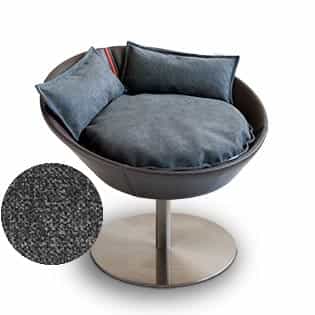 Mobilier ultra design pour chat, Cosmo un lit parfait cuir de buffle moka coussin velours gris moyen - kasibe