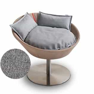 Mobilier ultra design pour chat, Cosmo un lit parfait cuir de buffle sable coussin velours gris clair - kasibe