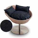 Mobilier ultra design pour chat, Cosmo un lit parfait cuir de buffle sable coussin velours gris foncé - kasibe