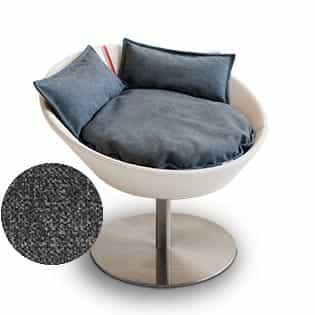 Mobilier ultra design pour chat, Cosmo un lit parfait cuir de buffle crème coussin velours gris moyen - kasibe