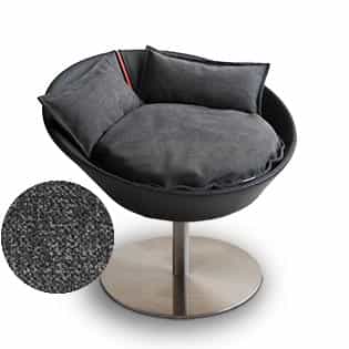 Mobilier ultra design pour chat, Cosmo un lit parfait cuir noir coussin velours gris moyen - kasibe