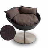 Mobilier ultra design pour chat, Cosmo un lit parfait cuir noir coussin velours marron foncé - kasibe