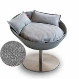 Mobilier ultra design pour chat, Cosmo un lit parfait simili cuir gris coussin velours gris clair - kasibe