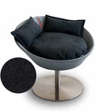 Mobilier ultra design pour chat, Cosmo un lit parfait simili cuir gris coussin velours gris foncé - kasibe