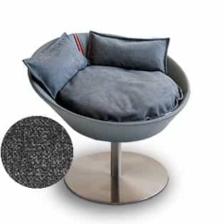 Mobilier ultra design pour chat, Cosmo un lit parfait simili cuir gris coussin velours gris moyen - kasibe