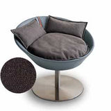 Mobilier ultra design pour chat, Cosmo un lit parfait simili cuir gris coussin velours marron foncé - kasibe