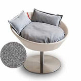 Mobilier ultra design pour chat, Cosmo un lit parfait simili cuir ivoire coussin velours gris clair - kasibe