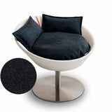 Mobilier ultra design pour chat, Cosmo un lit parfait simili cuir ivoire coussin velours gris foncé - kasibe