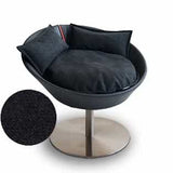 Mobilier ultra design pour chat, Cosmo un lit parfait simili cuir noir coussin velours gris foncé - kasibe
