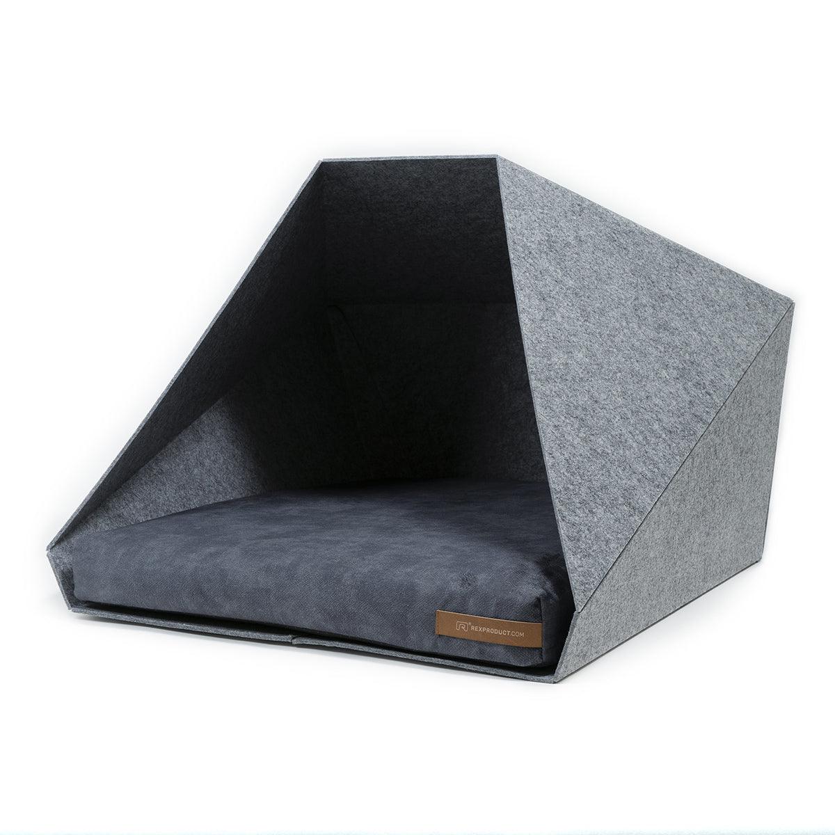 Niche d'intérieur pour chat ou petit chien gris clair coussin graphite - kasibe