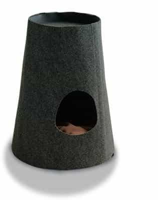 Niche pour chat Boho, grotte à gratter design pour chat anthracite coussin velours marron foncé - kasibe
