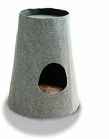Niche pour chat Boho, grotte à gratter design pour chat gris clair coussin coton brun moyen - kasibe