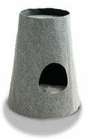 Niche pour chat Boho, grotte à gratter design pour chat gris clair coussin coton gris clair - kasibe