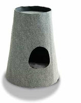 Niche pour chat Boho, grotte à gratter design pour chat gris clair coussin coton gris moyen - kasibe