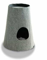 Niche pour chat Boho, grotte à gratter design pour chat gris clair coussin polaire gris moyen - kasibe