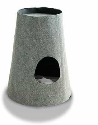Niche pour chat Boho, grotte à gratter design pour chat gris clair coussin velours gris clair - kasibe