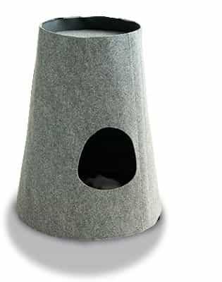 Niche pour chat Boho, grotte à gratter design pour chat gris clair coussin velours gris foncé - kasibe