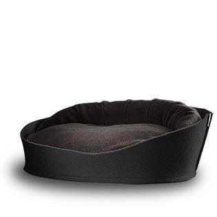 Arena, un panier pour chat très luxe anthracite coussin velours gris foncé - kasibe