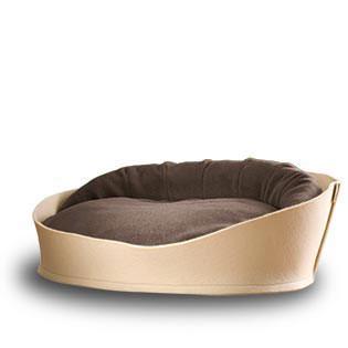 Arena, un panier pour chat très luxe crème coussin polaire marron - kasibe