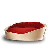 Arena, un panier pour chat très luxe crème coussin polaire rouge - kasibe