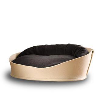 Arena, un panier pour chat très luxe crème coussin velours gris foncé - kasibe