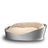 Arena, un panier pour chat très luxe gris coussin coton crème - kasibe