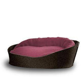Arena, un panier pour chat très luxe marron coussin coton bordeaux - kasibe