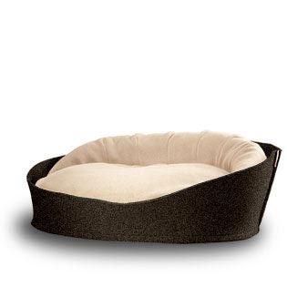 Arena, un panier pour chat très luxe marron coussin coton crème - kasibe