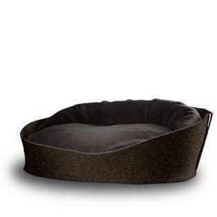 Arena, un panier pour chat très luxe marron coussin velours gris foncé - kasibe