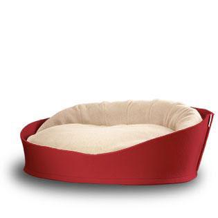 Arena, un panier pour chat très luxe rouge coussin coton crème - kasibe