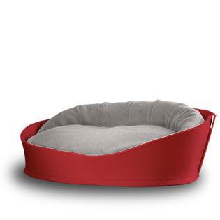 Arena, un panier pour chat très luxe rouge coussin coton gris clair - kasibe
