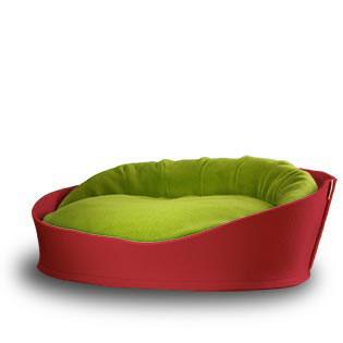 Arena, un panier pour chat très luxe rouge coussin polaire vert - kasibe