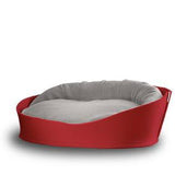 Arena, un panier pour chat très luxe rouge coussin velours gris clair - kasibe