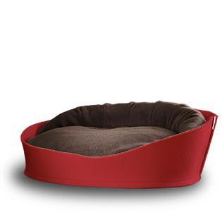 Arena, un panier pour chat très luxe rouge coussin velours marron - kasibe